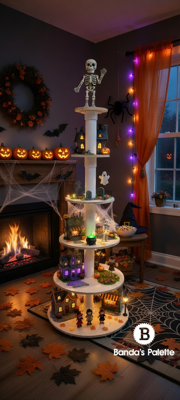 Christmas Village Shelving,Halloween Village, Christmas Tree Display, Christmas Shelf, by BandasPalette.com