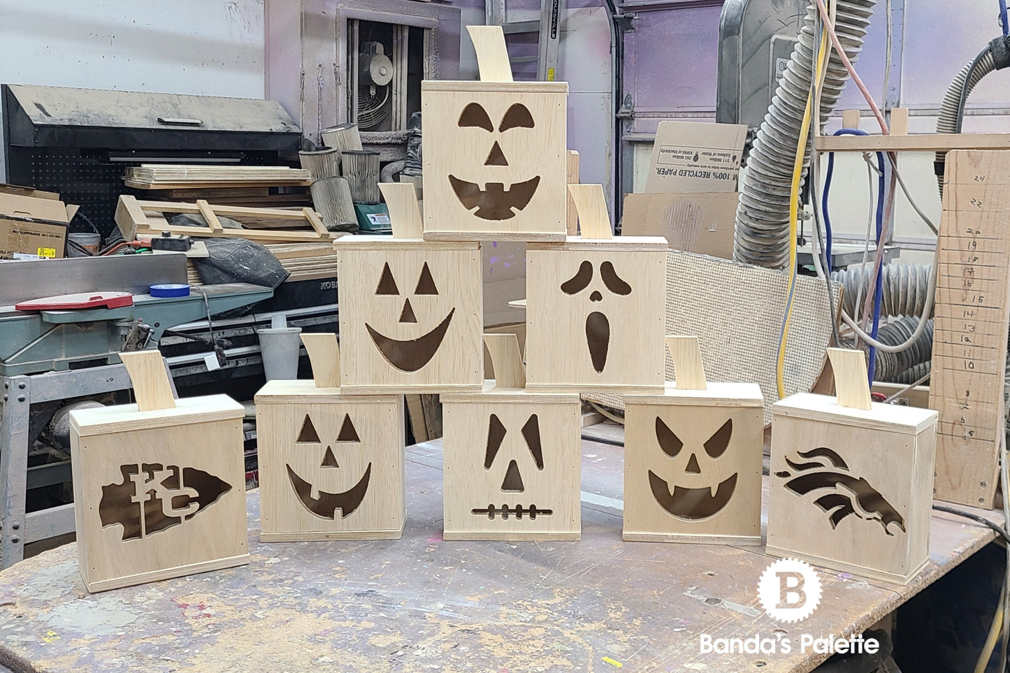 Halloween Jack-o-lantern, Wood lantern, Wooden Pumpkin