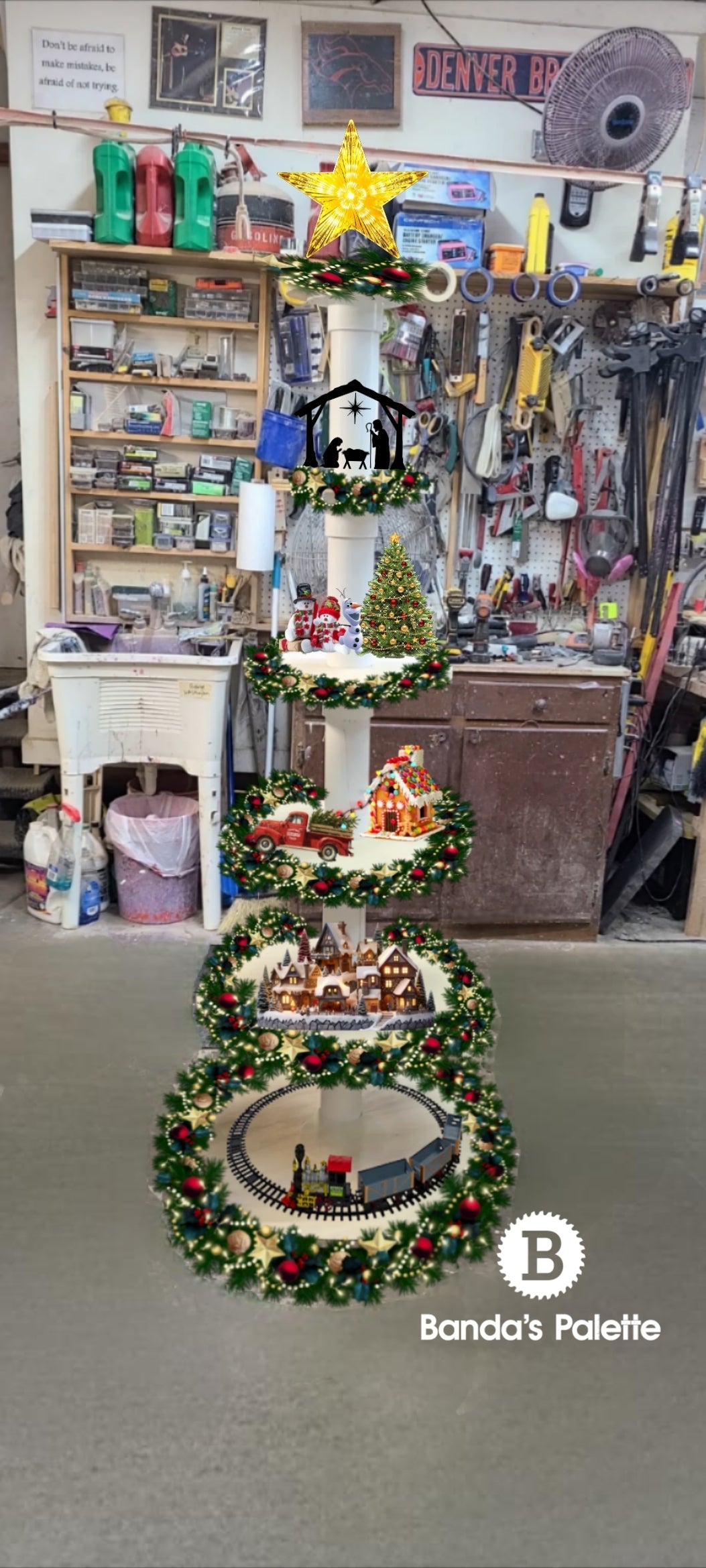 Christmas Village Shelving, Christmas Tree Display, Christmas Shelf, by BandasPalette.com