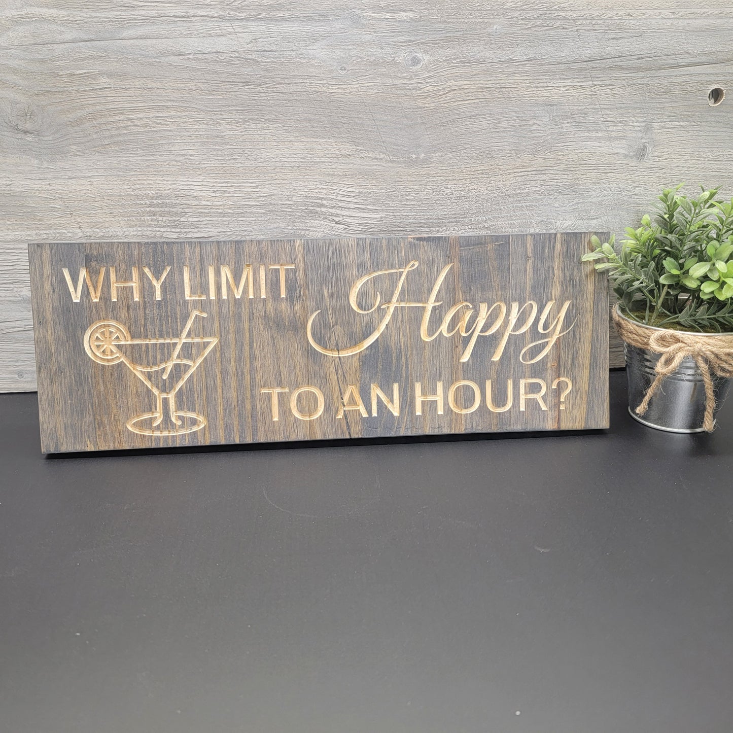 Wood Sign, Carved wood, Happy Hour