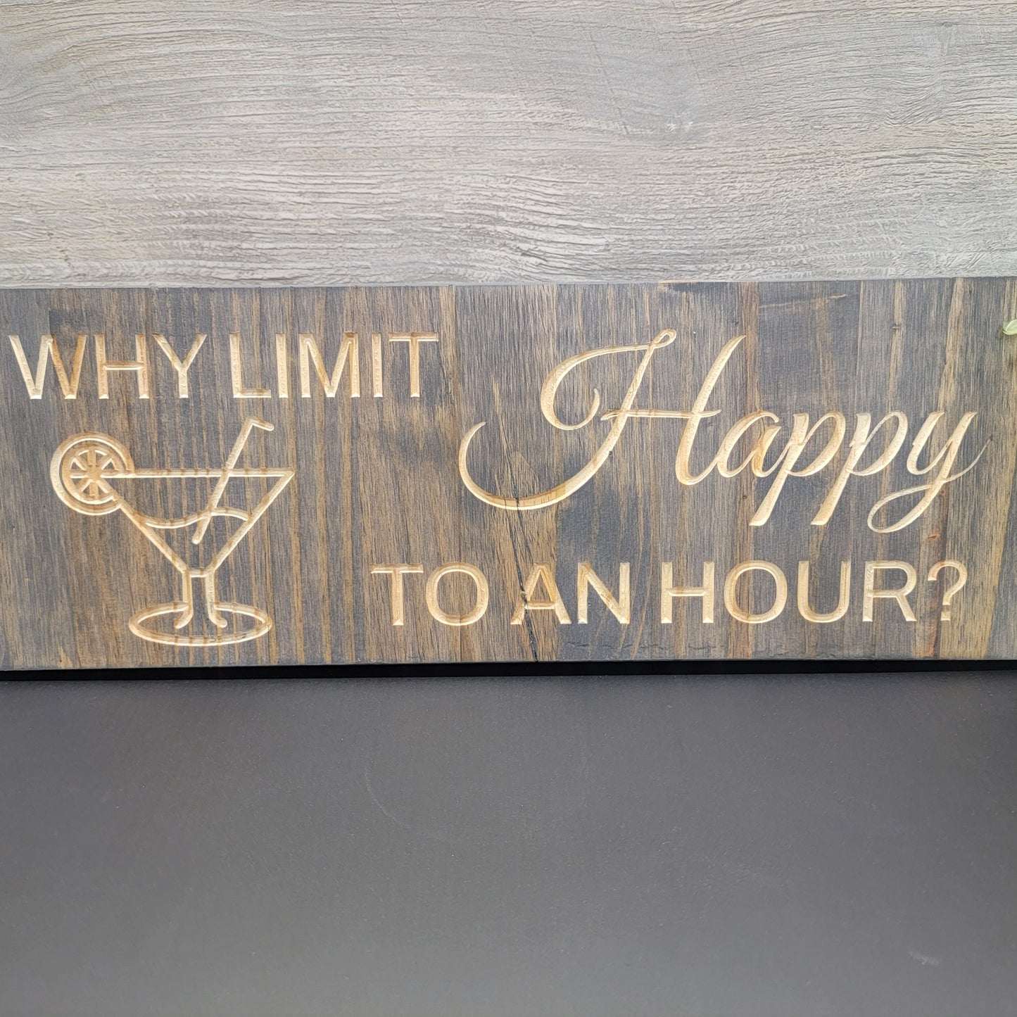Wood Sign, Carved wood, Happy Hour