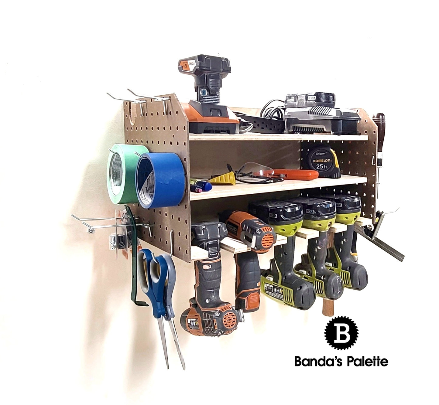 Customizable Charging Station for tools, Unique gift for men, Gift for Dad, Cordless Tool Charging Station, Father's Day, Peg Sides