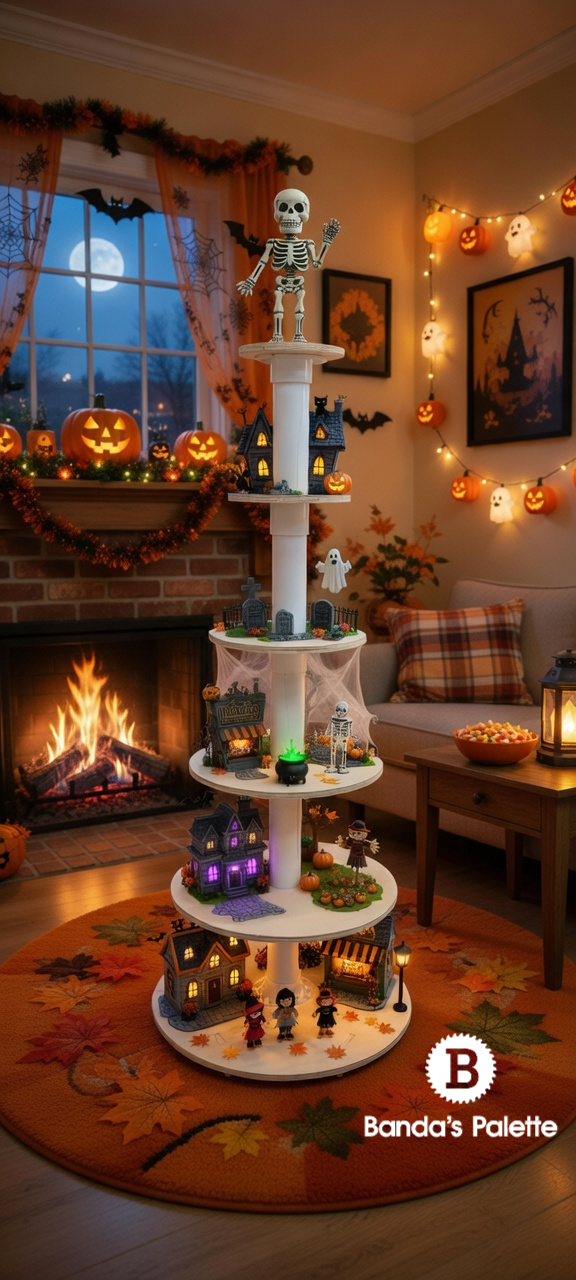 Christmas Village Shelving,Halloween Village, Christmas Tree Display, Christmas Shelf, by BandasPalette.com
