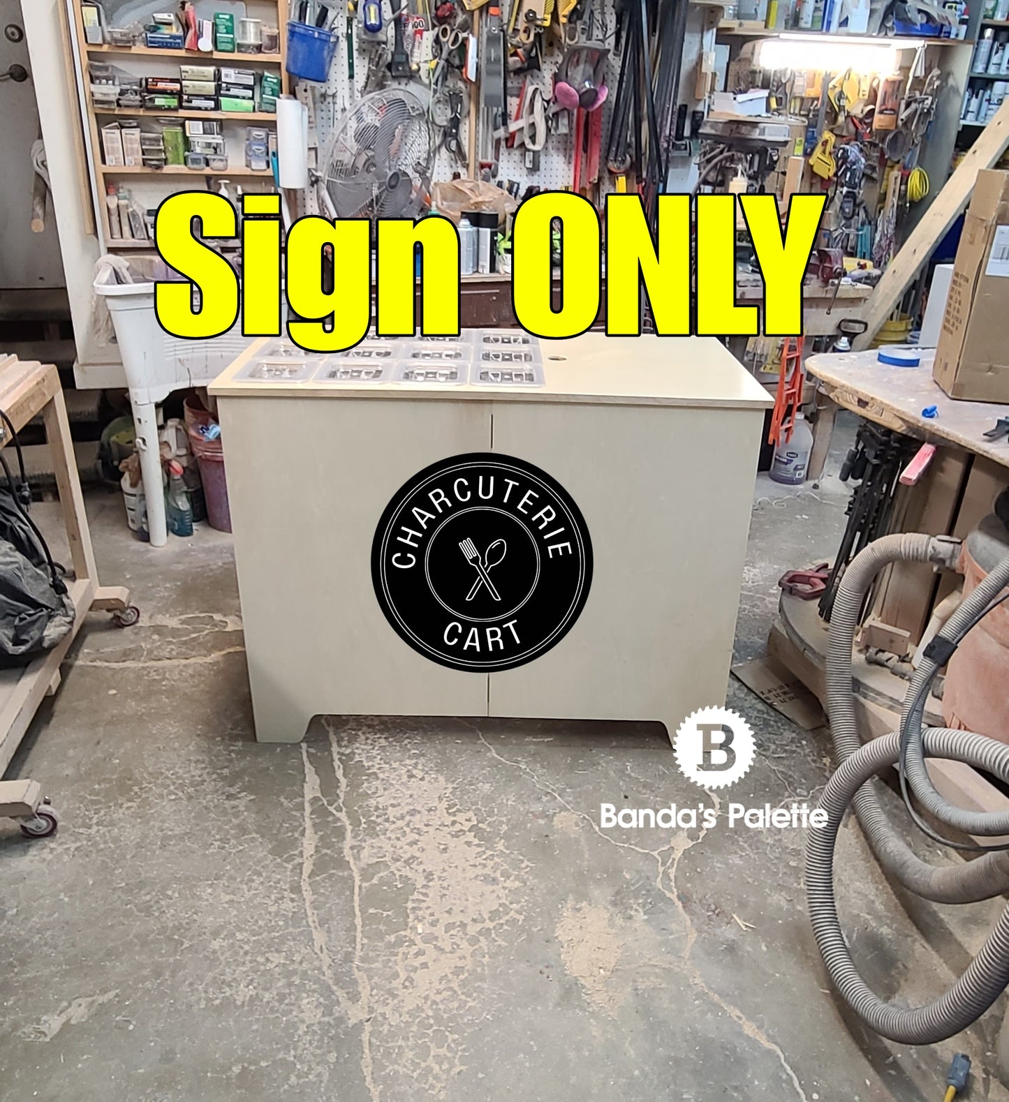 Custom Round Sign for Charcuterie carts, Vendor Cart, Small Business Carts, Vendor Booth, Dessert Bars from BandasPalette.com