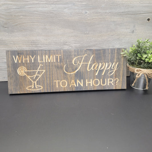 Wood Sign, Carved wood, Happy Hour